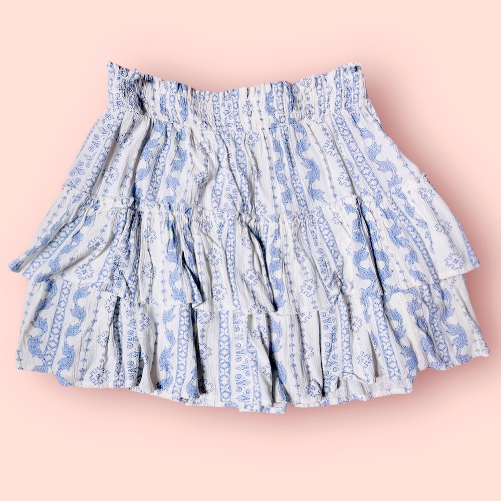 Blue Patterned Mini Skirt